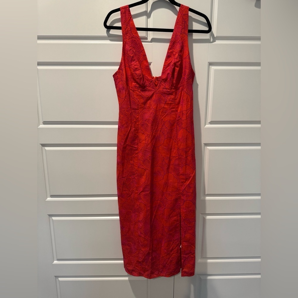 NWT Forever 21 Red and Purple Embroidered Floral Print Tropical Womens Sz Medium